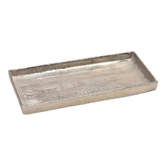 Tablett Dekoteller silber Metall massiv Tischdeko Schale Dekoschale Dekotablett 30 x 15 cm