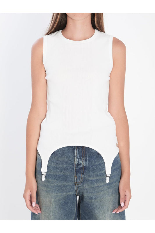 Tank top with lingerie garter