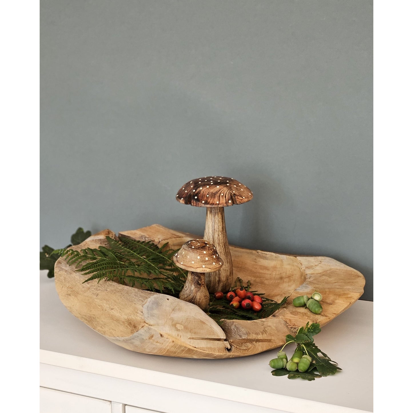 Dekoschale Naturschale Teak Holz rund Ø 50 cm Schale braun massiv stabil Obstschale XL