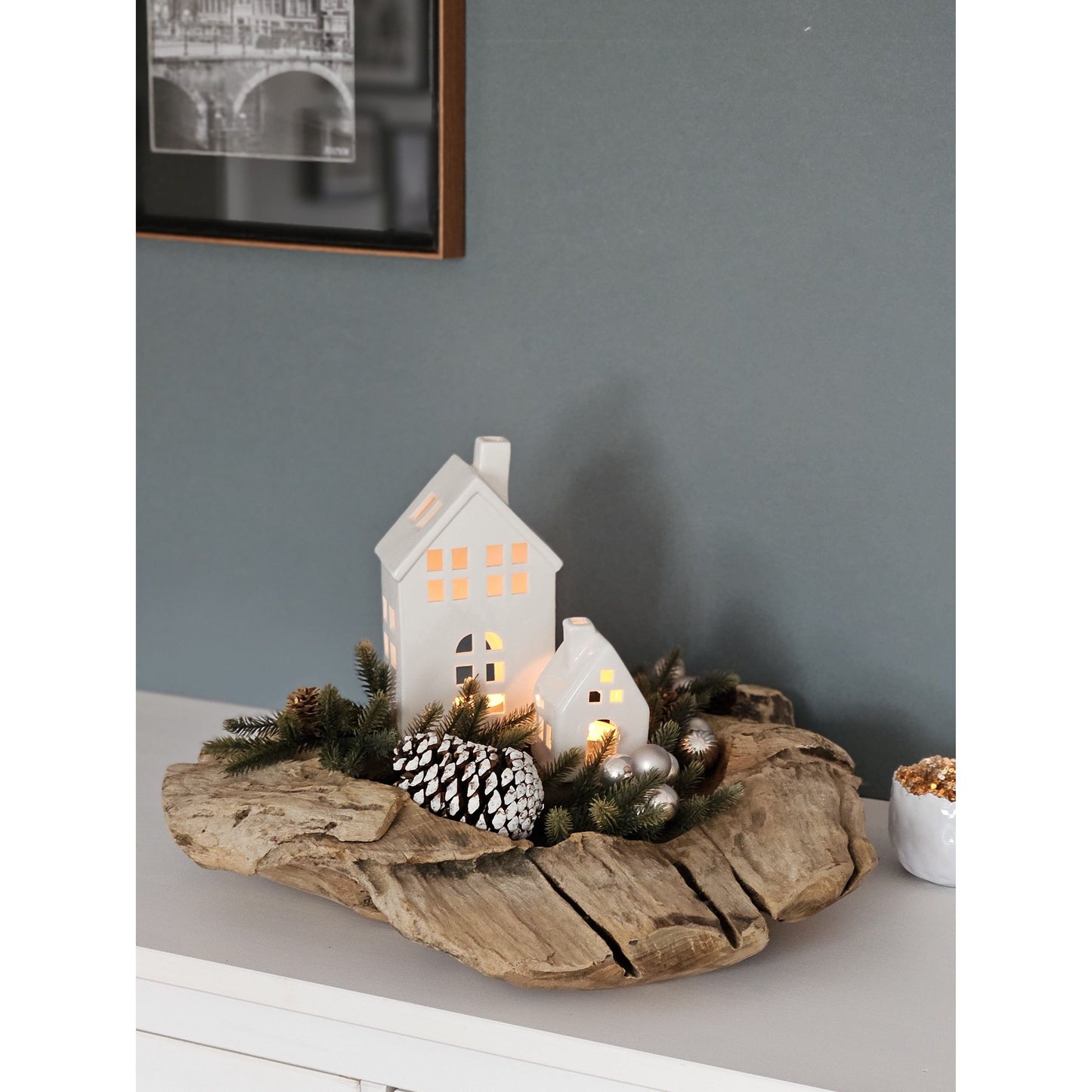 Dekoschale Naturschale Teak Holz rund Ø 50 cm Schale braun massiv stabil Obstschale XL