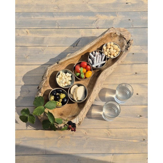 Dekoschale Naturschale Teak Holz lang 60 cm Schale braun massiv stabil Obstschale XL