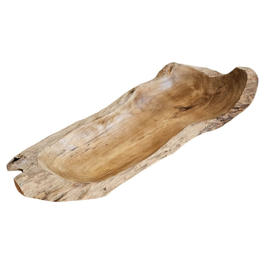 Dekoschale Naturschale Teak Holz lang 60 cm Schale braun massiv stabil Obstschale XL