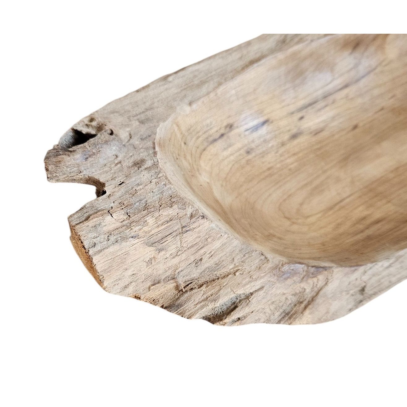 Dekoschale Naturschale Teak Holz lang 60 cm Schale braun massiv stabil Obstschale XL