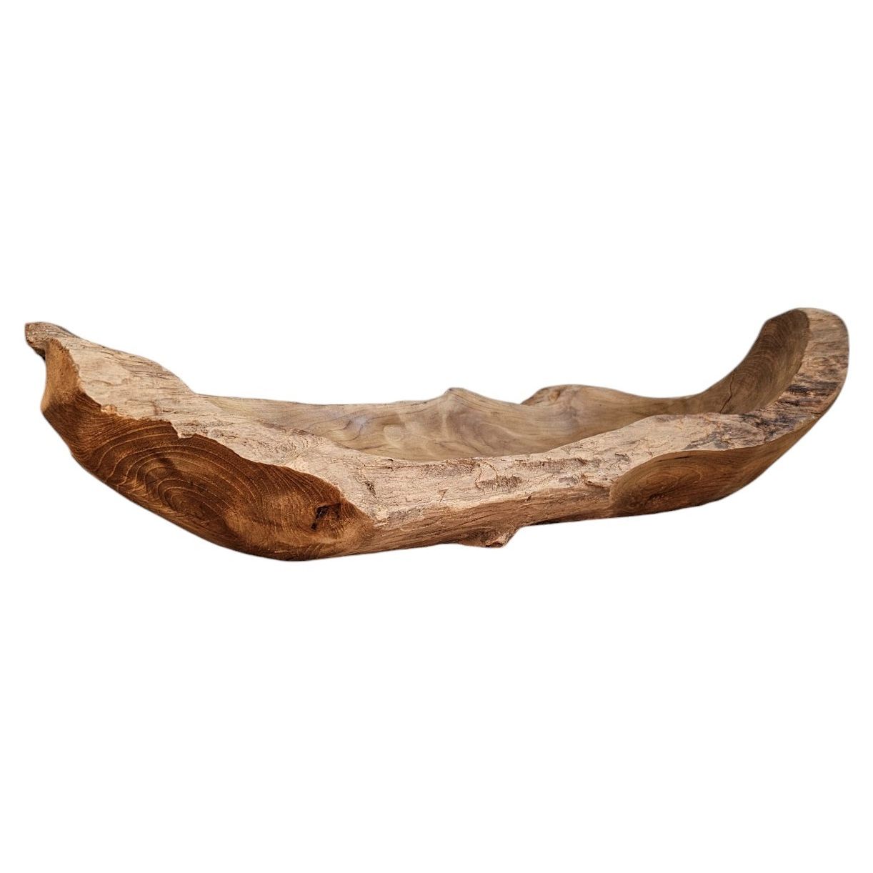 Dekoschale Naturschale Teak Holz lang 60 cm Schale braun massiv stabil Obstschale XL