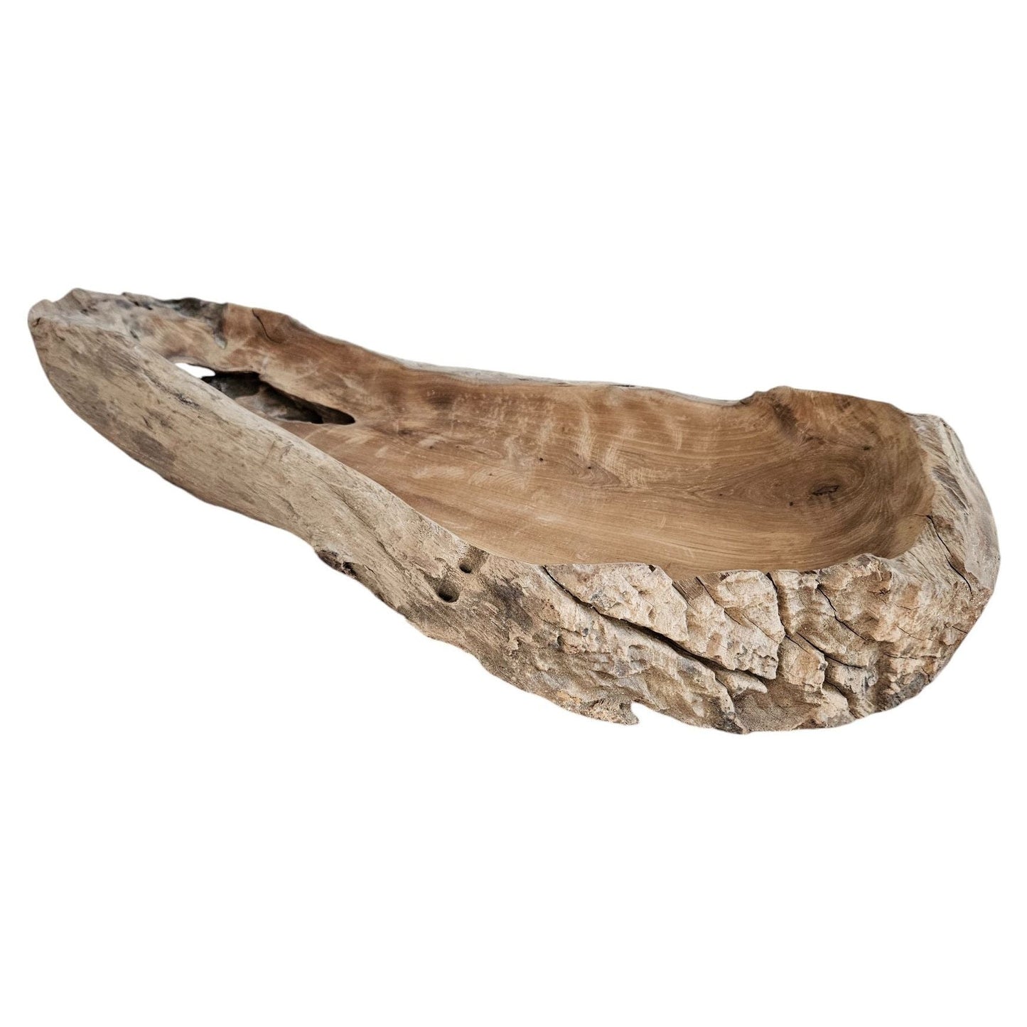 Dekoschale Naturschale Teak Holz lang 60 cm Schale braun massiv stabil Obstschale XL