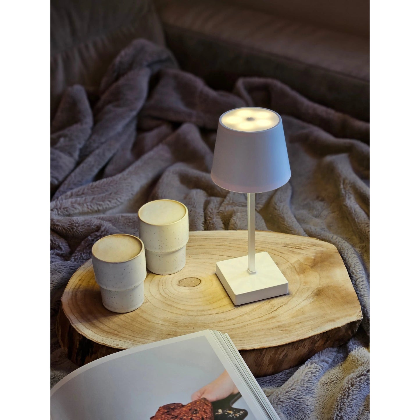 Tischleuchte Touch dimmbar LED Lampe Leuchte weiß silber kabellos Höhe 26 cm