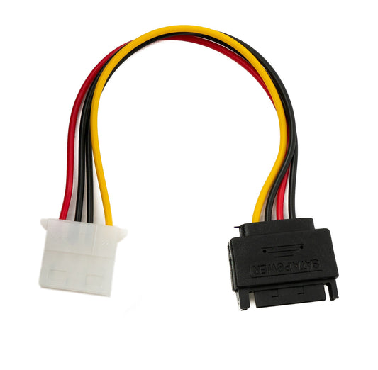 SYSTEM-S SATA snúra 20 cm 15 pinna tengi við IDE 4 pinna Molex fyrir harða diska