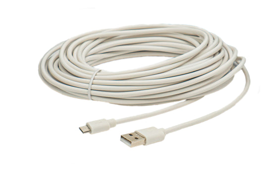 SYSTEM-S USB 2.0 snúra 10 m Micro B tengi í Type A tengi í hvítu