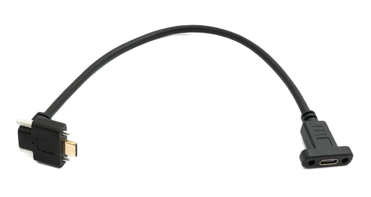 SYSTEM-S USB 3.1 Gen 2 cable 30 cm Type C male to female double screw up down angled