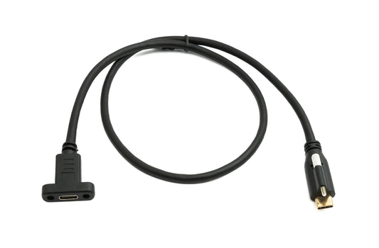SYSTEM-S USB 3.1 Gen 2 Kabel 60 cm Typ C Stecker zu Buchse Einzel Schraube in Schwarz