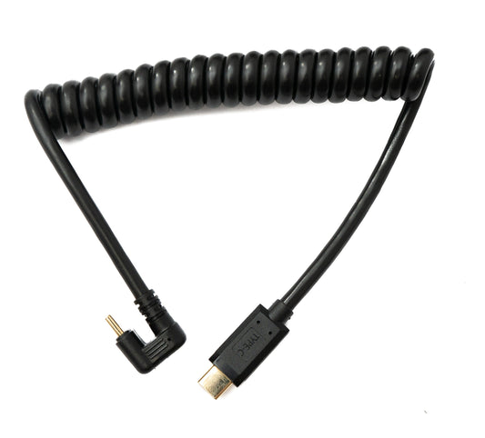 SYSTEM-S USB 3.1 Typ C Kabel 80 cm Stecker zu Stecker 5 Gbit/s Spirale U Turn 180° Winkel