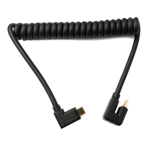 SYSTEM-S USB 3.1 Typ C Kabel 80 cm Stecker zu Stecker 5 Gbit/s Spirale U Turn 180° Winkel