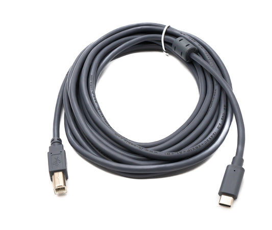 SYSTEM-S USB 3.1 Type C cable 5 m male to 2.0 Type B male in gray 
