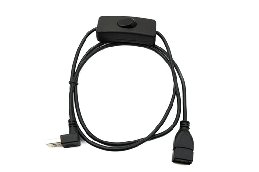 SYSTEM-S USB 2.0 snúra 100 cm af gerðinni A karlkyns í kvenkyns rofi með niðurhalla