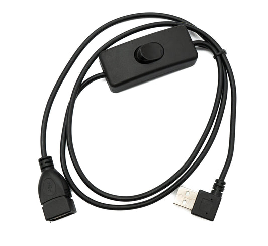 SYSTEM-S USB 2.0 Kabel 100 cm Typ A Stecker zu Buchse Schalter Winkel Left Angled