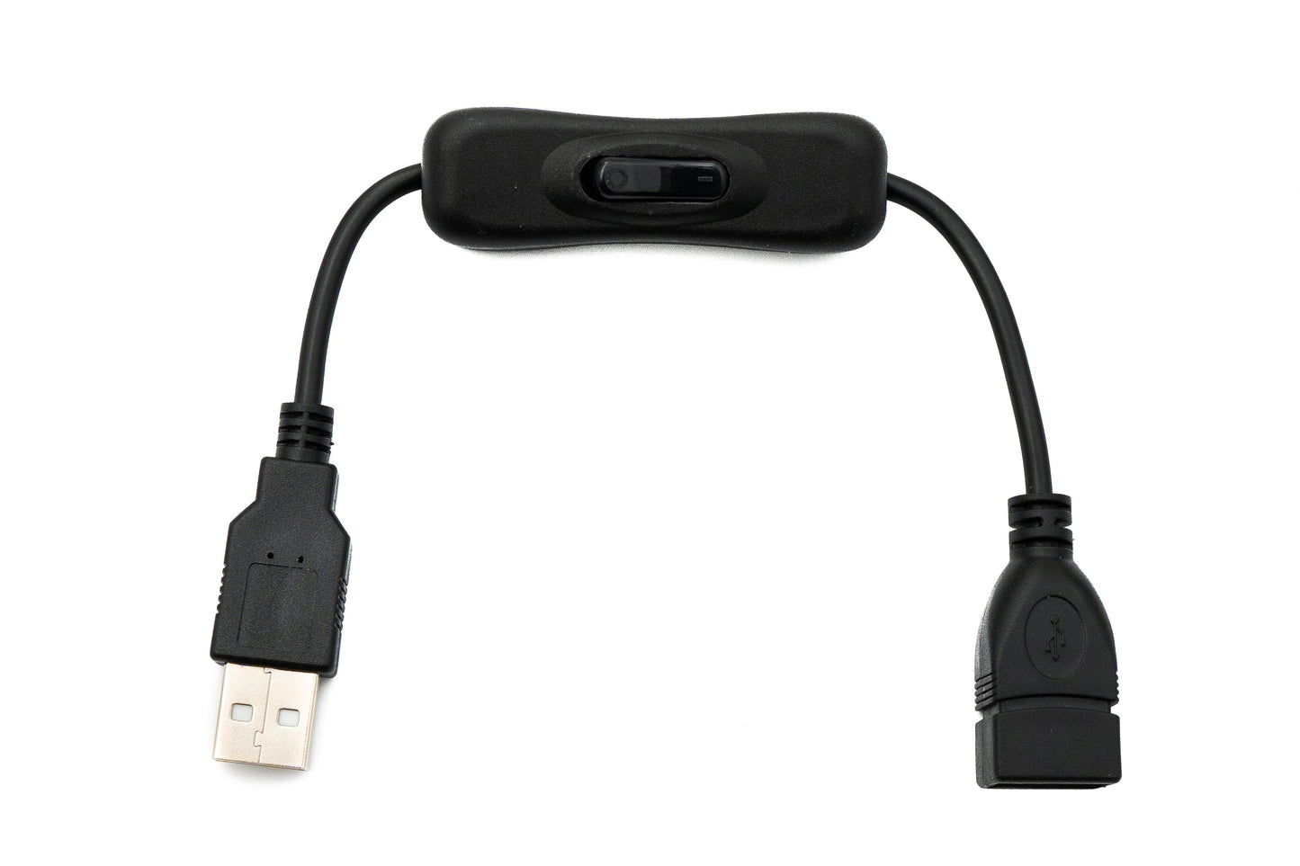 SYSTEM-S USB 2.0 cable 20 cm Type A male to female switch in black