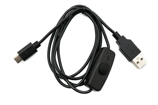 SYSTEM-S USB 3.1 Kabel 120 cm Typ C Stecker zu 2.0 A Stecker Schalter in Schwarz