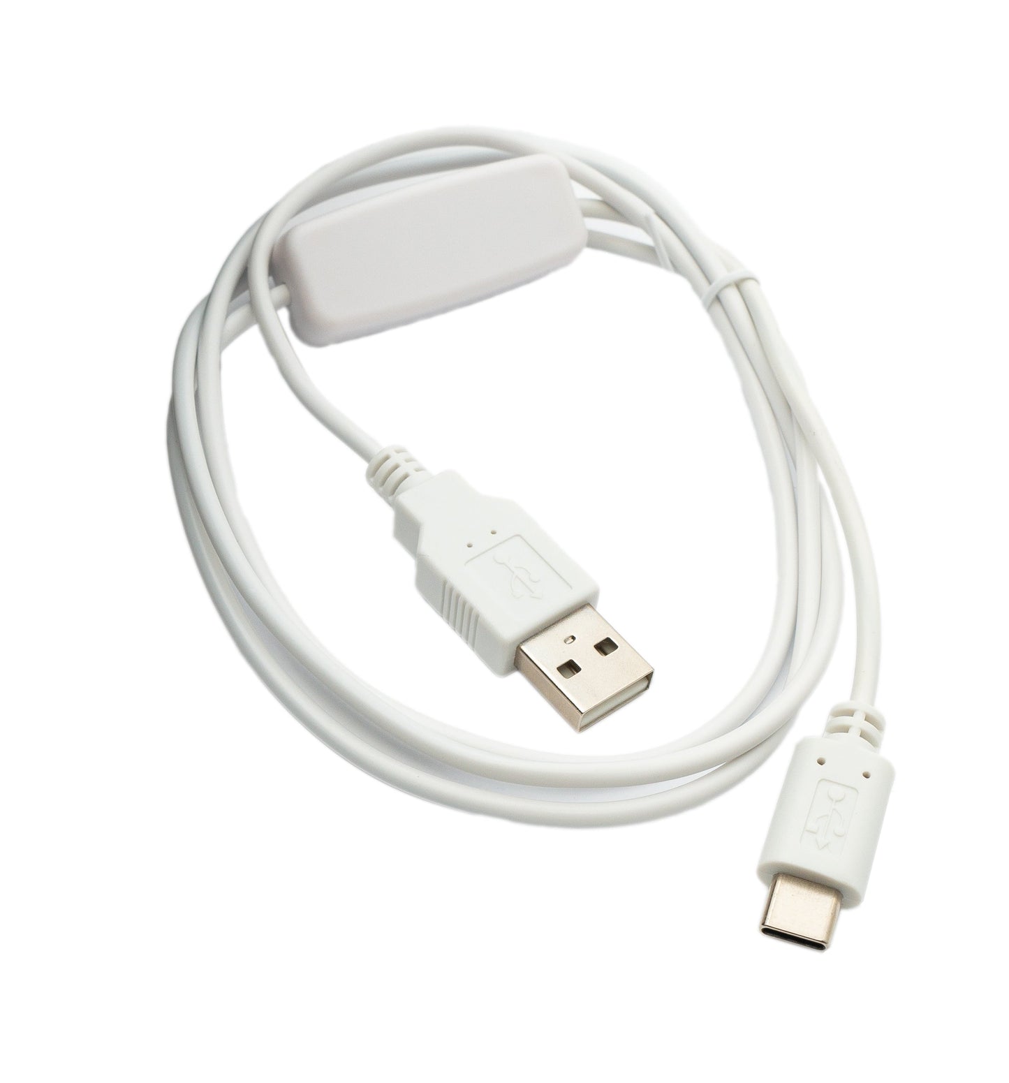 SYSTEM-S USB 3.1 cable 120 cm Type C plug to 2.0 A plug switch in white 