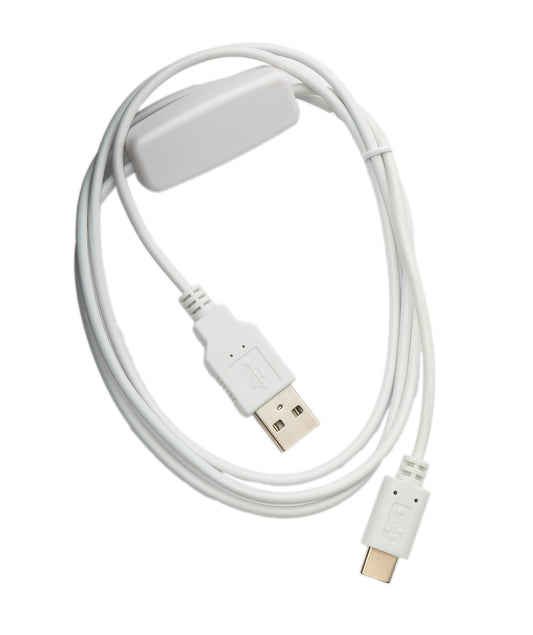 SYSTEM-S USB 3.1 Kabel 120 cm Typ C Stecker zu 2.0 A Stecker Schalter in Weiß