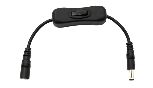 SYSTEM-S DC Kabel 20 cm 24V 5,5 x 2,5 Stecker zu Buchse Schalter in Schwarz