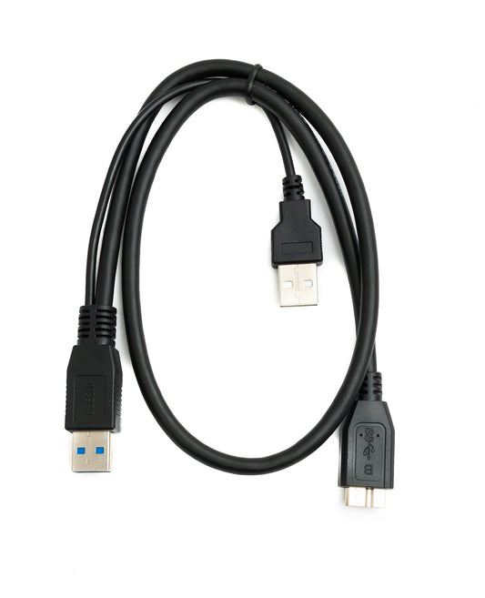 SYSTEM-S USB 3.0 Y Kabel 60 cm Typ A Stecker zu Micro B Stecker & 2.0 A Stecker in Schwarz
