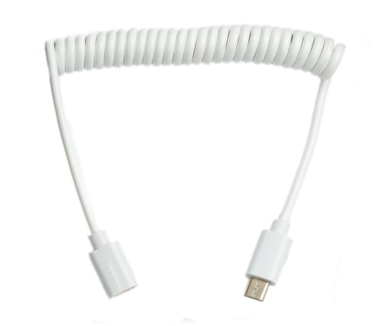 SYSTEM-S USB 2.0 Kabel 100 cm Micro B Stecker zu Buchse Spirale in Weiß