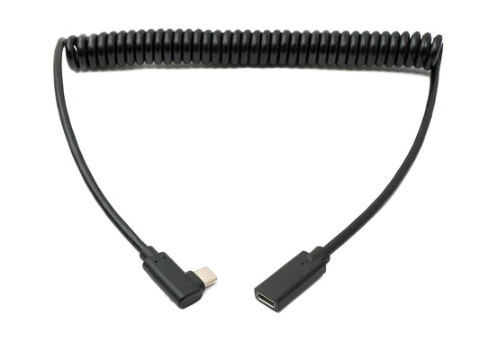 SYSTEM-S USB 3.1 Kabel 180 cm Typ C Buchse zu Stecker Spirale Left Right Angled Winkel