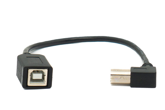 SYSTEM-S USB 2.0 snúra 20 cm af gerðinni B karlkyns í kvenkyns, upprétt í svörtu