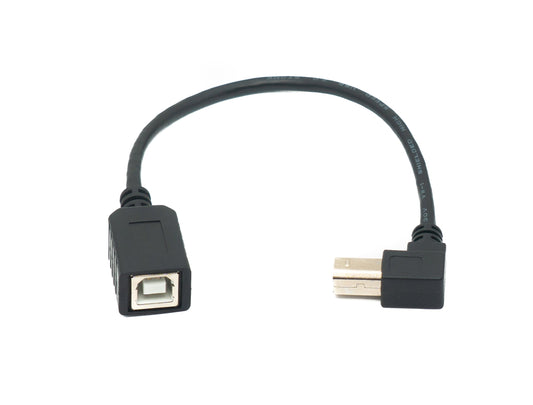 SYSTEM-S USB 2.0 snúra 20 cm af gerðinni B karlkyns í kvenkyns, upprétt í svörtu