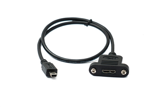 SYSTEM-S USB 3.0 Kabel 50 cm Micro B Buchse zu 2.0 Mini B Stecker Panel Mount Schraube