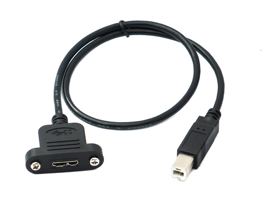 SYSTEM-S USB 3.0 cable 50 cm Micro B female to 2.0 Type B male panel mount screw