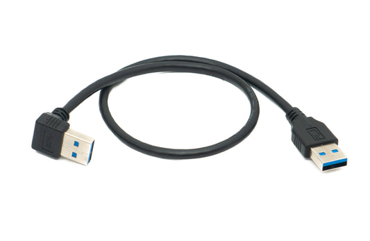 SYSTEM-S USB 3.0 Kabel 40 cm Typ A Stecker zu Stecker Up Angled Winkel 5 Gbit/s Schwarz