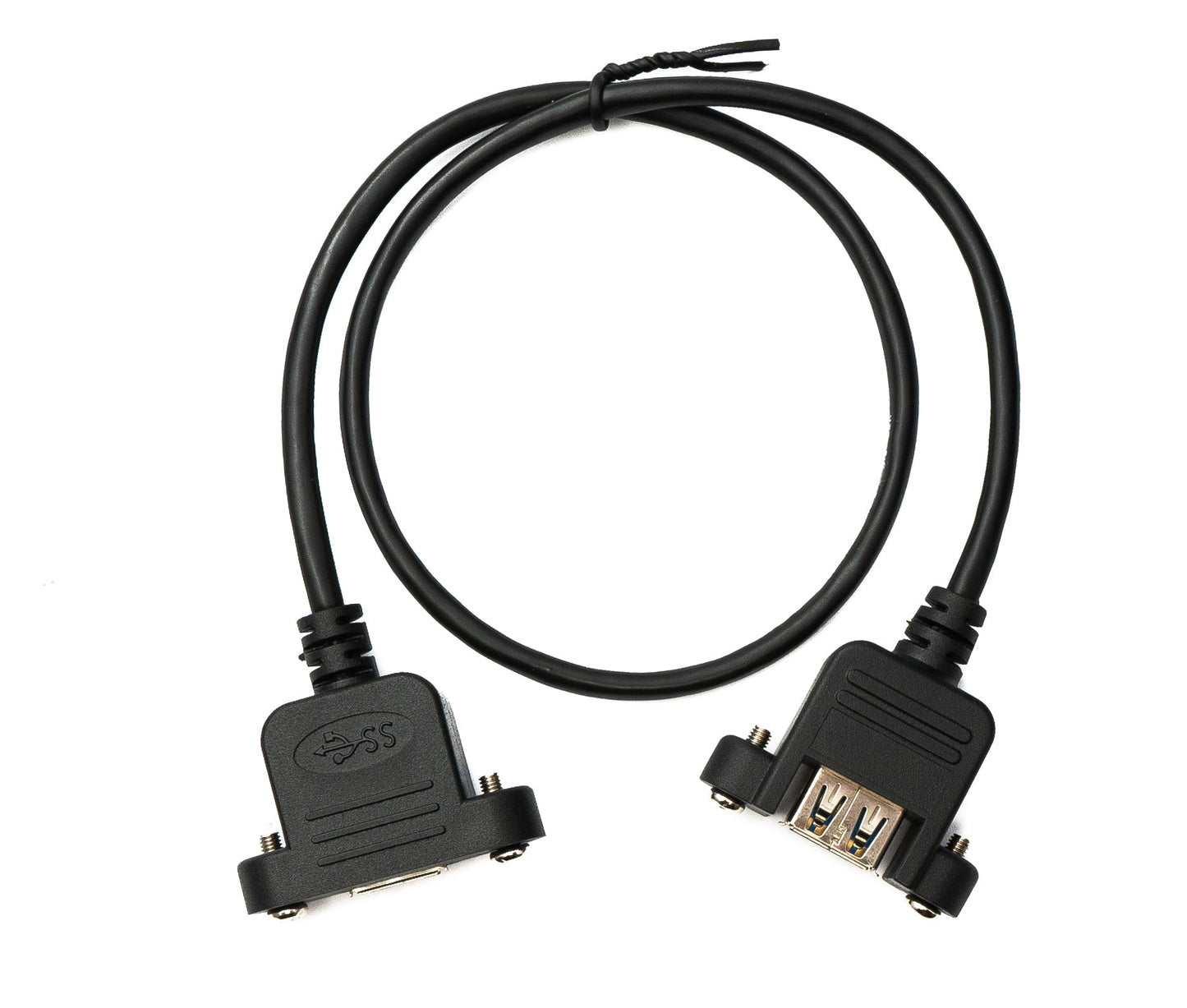 SYSTEM-S USB 3.0 Kabel 50 cm Micro B Buchse zu 3.0 Typ A Buchse Panel Mount Schraube 5 Gbit/s 100W