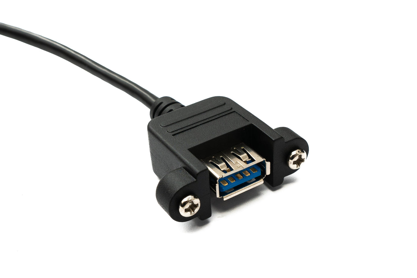 SYSTEM-S USB 3.0 Kabel 50 cm Micro B Buchse zu 3.0 Typ A Buchse Panel Mount Schraube 5 Gbit/s 100W