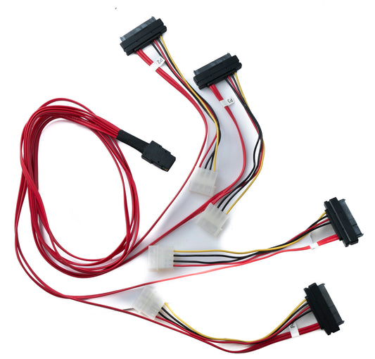 SYSTEM-S SFF-8087 Kabel 100 cm Mini SAS 36 Pin zu 4x SAS 29 Pin SFF-8482 für RAID Festplatte Motherboard