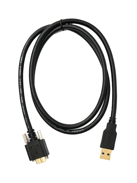 SYSTEM-S USB 3.0 Kabel 100 cm Micro B Stecker zu 3.0 Typ A Stecker Panel Mount Schraube 5 Gbit/s 100W