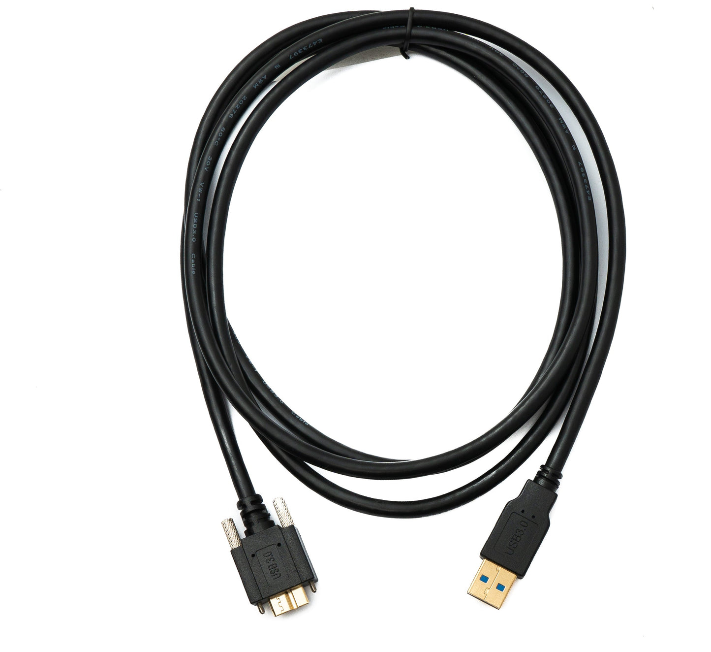SYSTEM-S USB 3.0 Kabel 180 cm Micro B Stecker zu 3.0 Typ A Stecker Panel Mount Schraube 5 Gbit/s 100W
