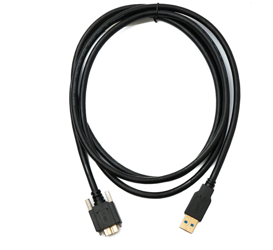 SYSTEM-S USB 3.0 Kabel 180 cm Micro B Stecker zu 3.0 Typ A Stecker Panel Mount Schraube 5 Gbit/s 100W