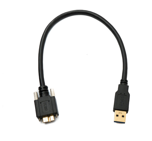 SYSTEM-S USB 3.0 cable 30 cm Micro B male to 3.0 Type A male panel mount screw adapter 5 Gbit/s 100W