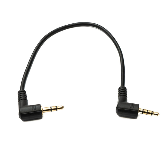 SYSTEM-S Audio Jack Cable 20 cm 3.5 mm 4-pin plug to 3-pin plug Left Right Angled AUX Adapter