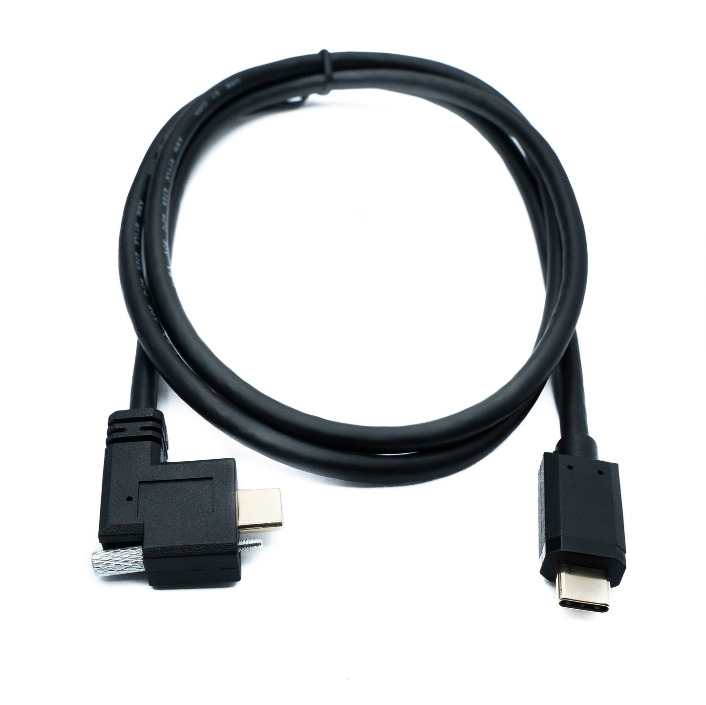 SYSTEM-S USB 3.1 Gen 2 snúra 100 cm Tegund C karlkyns í karlkyns tvöfaldur skrúfusnúningur vinstra megin 10 Gbit/s