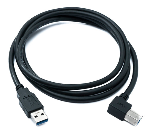 SYSTEM-S USB 3.0 Kabel 150 cm Typ B Stecker zu A Stecker Winkel Down Angled 5 Gbit/s 100W in Schwarz