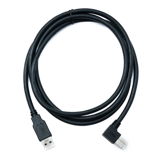 SYSTEM-S USB 3.0 Kabel 150 cm Typ B Stecker zu A Stecker Winkel Down Angled 5 Gbit/s 100W in Schwarz