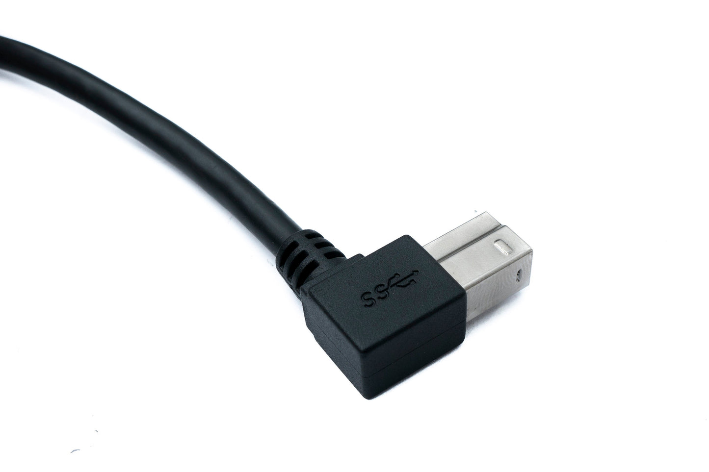 SYSTEM-S USB 3.0 Kabel 150 cm Typ B Stecker zu A Stecker Winkel Down Angled 5 Gbit/s 100W in Schwarz
