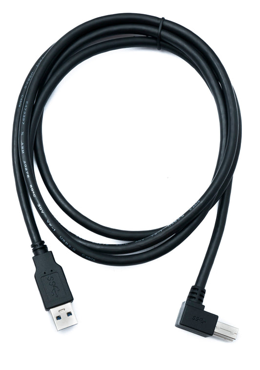 SYSTEM-S USB 3.0 Kabel 150 cm Typ B Stecker zu A Stecker Winkel Right Angled 5 Gbit/s 100W in Schwarz