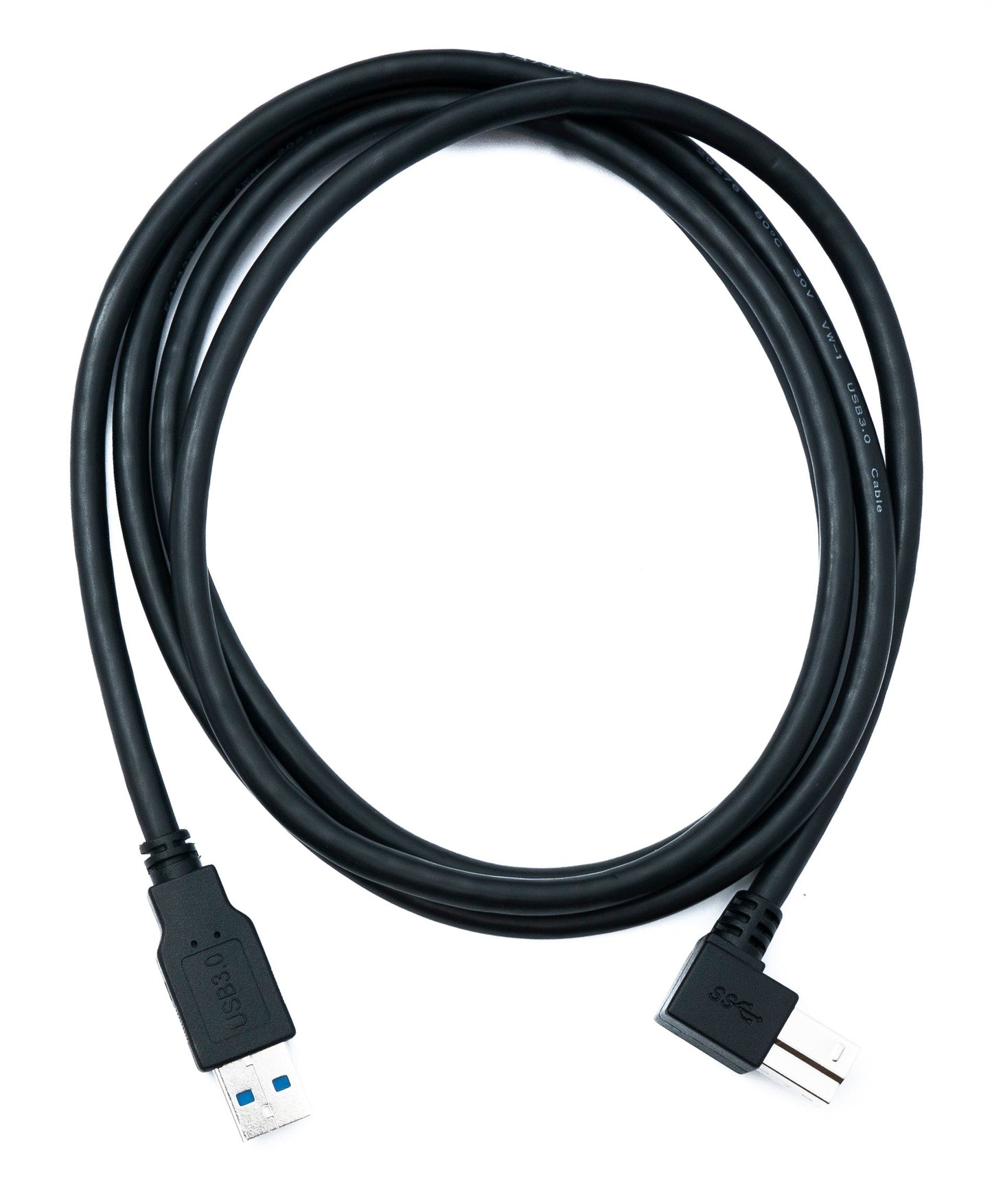 SYSTEM-S USB 3.0 snúra 150 cm af gerðinni B karlkyns í A karlkyns með ská, 5 Gbit/s 100W í svörtu