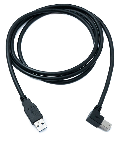 SYSTEM-S USB 3.0 cable 150 cm type B male to A male angled left angled 5 Gbit/s 100W in black