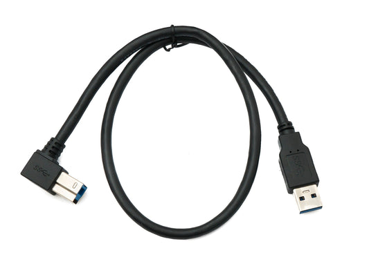 SYSTEM-S USB 3.0 Kabel 50 cm Typ B Stecker zu A Stecker Winkel Up Angled 5 Gbit/s 100W in Schwarz