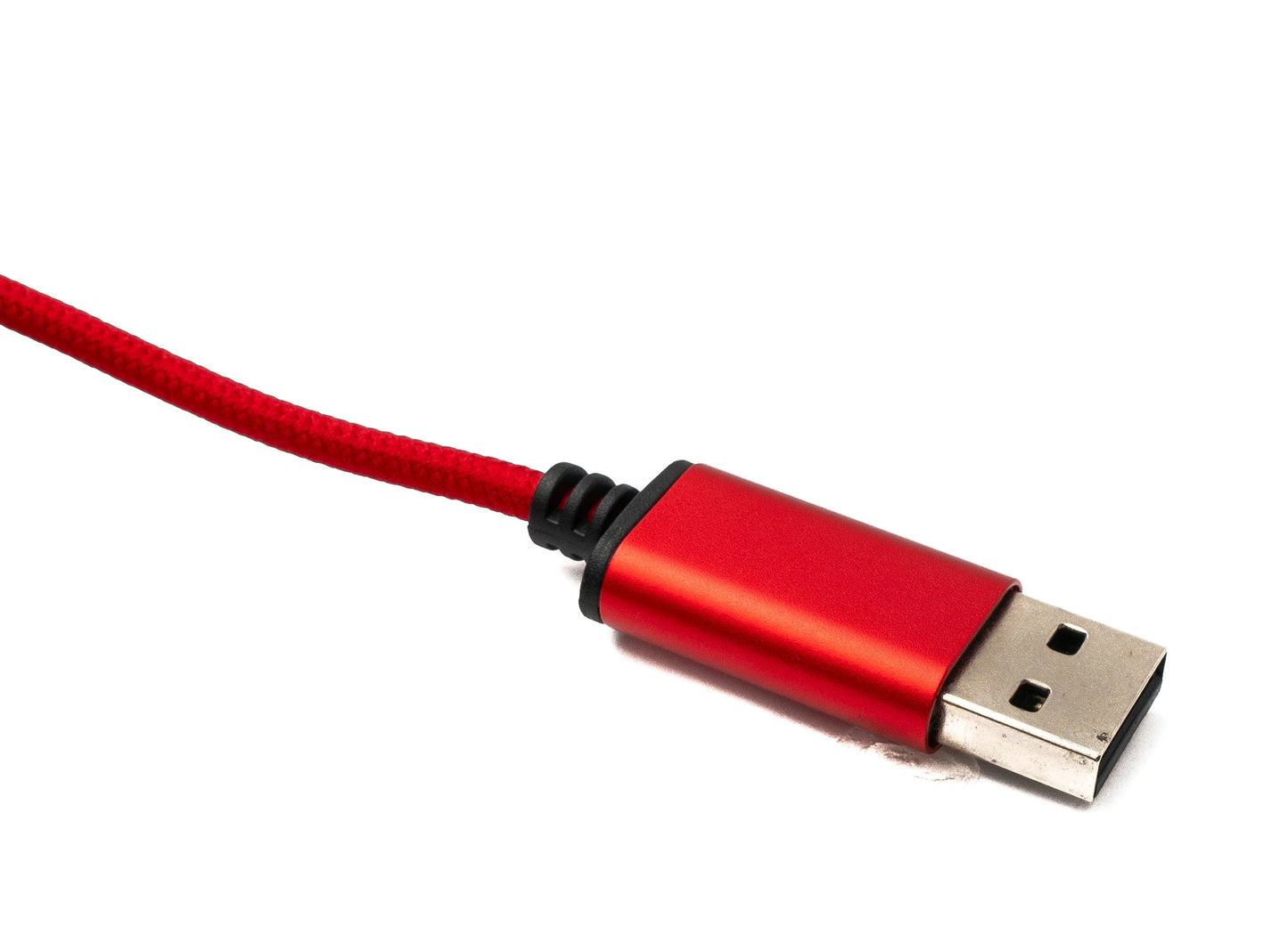 SYSTEM-S Hljóðsnúra USB 100 cm 3,5 mm tengil í 2.0 A tengil AUX fléttaður rauður