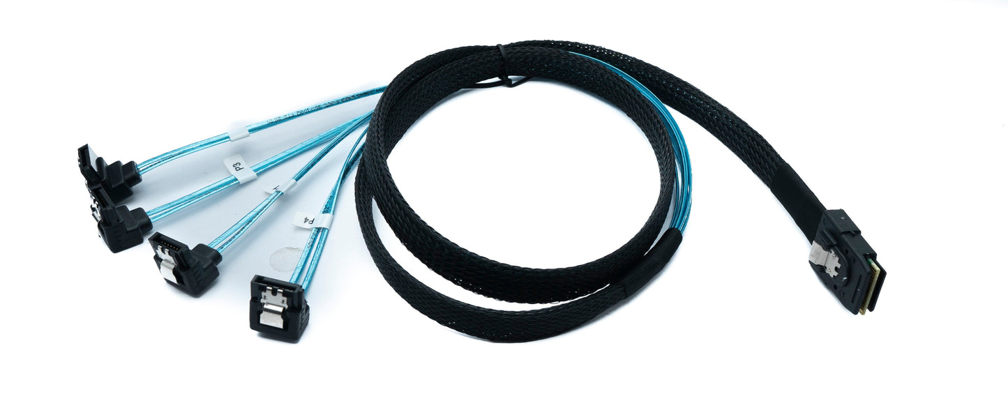SYSTEM-S SFF-8087 cable 100 cm Mini SAS 36 pin to 4x SATA 7 pin angle for RAID hard drive motherboard